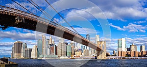 Brooklyn bridge and New york city with blue sky