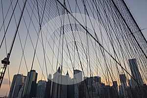 Brooklyn Bridge in New York City at dawn