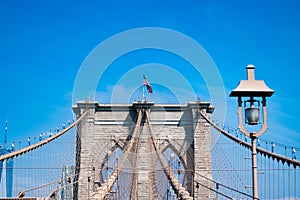 Brooklyn bridge of New York city. New York bridge connecting Manhattan and Brooklyn. Way to Manhattan. Brooklyn bridge