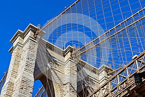 Brooklyn Bridge, New York City, USA with awesome architectural details