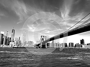 Brooklyn Bridge in New York Manhattan Black and White