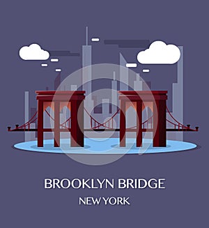 Brooklyn Bridge New York.Vector Illustration.