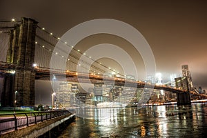 Brooklyn Bridge at Night in New York City