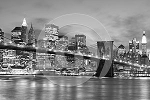 Brooklyn Bridge At Night, New York City