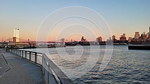 Brooklyn Bridge, Brooklyn, NYC, USA at sunset