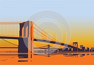 Brooklyn Bridge panorama in the morning sunrise New York City photo