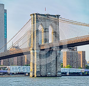 Brooklyn Bridge pylon detail in New York