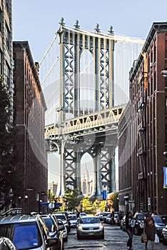 Brooklyn Bridge seen from Broooklyn side of river