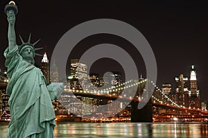 Brooklyn Bridge and the Statue of Liberty