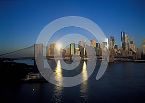 Brooklyn Bridge at sunrise.