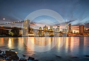 Brooklyn Bridge with sunset