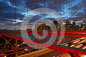 Brooklyn Bridge at Twilight with Lower Manhattan in the background photo