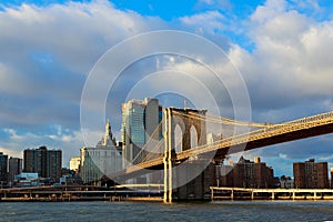 Brooklyn Bridge view and Manhattan skyline