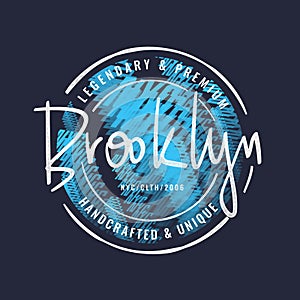 Brooklyn letter graphic mens t-shirt design, print, vector illustration