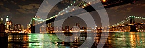 Brooklyn and Manhattan Bridges at night