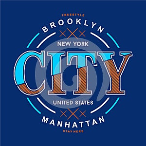 Brooklyn new york city circle frame design graphic t shirt vector illustration denim style vintage
