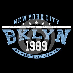 Brooklyn New York City design typography, Grunge background vector design text illustration, sign, t shirt graphics, print.