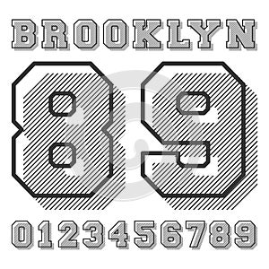 Brooklyn numbers t-shirt stamp. Minimal line design for t shirts applique, badge, label clothing, jeans, and casual wear