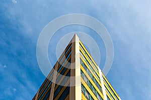 Brooklyn, NY / USA - JUL 31 2018: Looking up view of office building