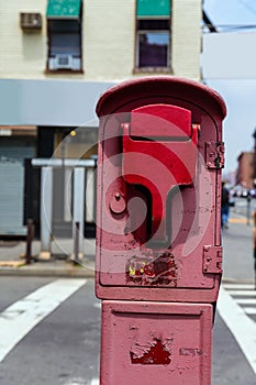 Brooklyn old Fire Alarm in red in Greenpoint NY