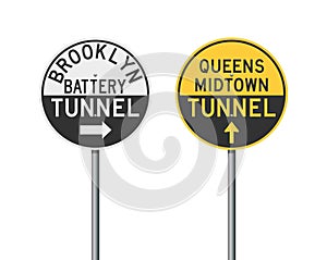 Brooklyn and Queens Tunnels road signs