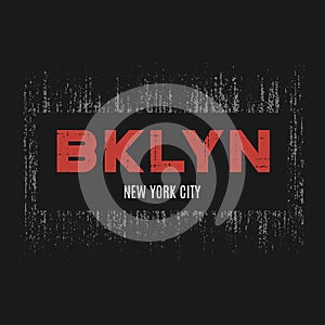 Brooklyn t-shirt and apparel design with grunge effect