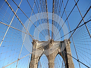 Brooklyn bridge blue sky USA