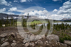 Brooks Lake, at the base of the Pinnacle Buttes northeast of Jackson Hole near Dubois Wyoming