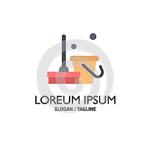 Broom, Clean, Cleaning, Sweep Business Logo Template. Flat Color