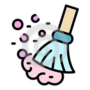 Broom clean disinfection icon color outline vector