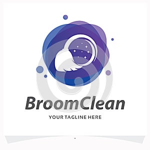 Broom Clean Logo Design Template