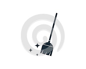Broom, Cleaning Service Equipment Icon Vector Logo Template Illustration Design
