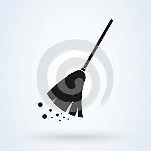 Broom cleaning Simple vector modern icon design illustration photo