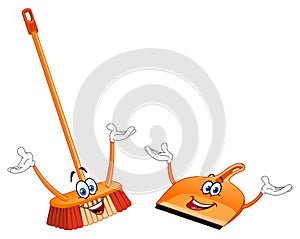 Broom and dustpan cartoon photo