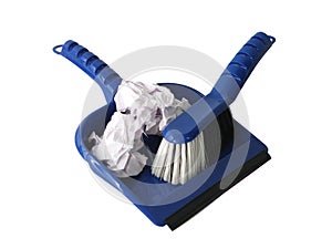 Broom and dustpan with garbage