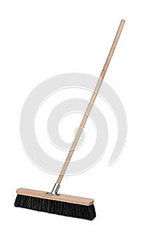 Broom with long handle isolated on white background