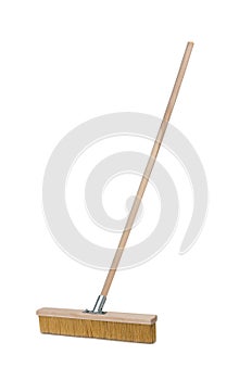 Broom with long handle isolated on white background