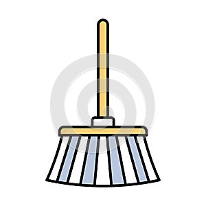 Broom Outline with Fill Color Vector icon which can easily modify or edit photo
