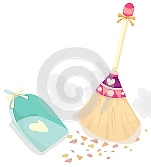 Broom with scoop for dust