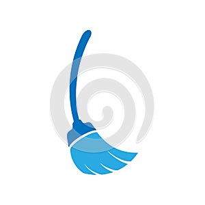 Broom vector icon illustration. Broom cleaning logo