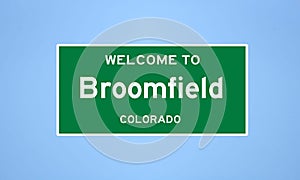 Broomfield, Colorado city limit sign. Town sign from the USA.