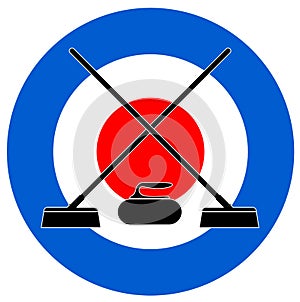 Brooms and stone for curling on Curling