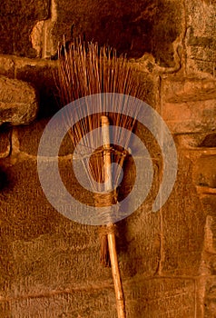 A broomstick in the anciant temple. photo