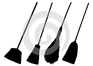 Broomsticks for cleaning the house in a set.