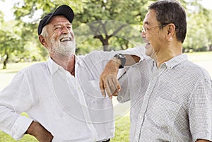 Bros Buddies Elderly Retirement Rest Talking Concept photo