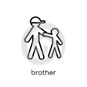 brother icon. Trendy modern flat linear vector brother icon on w