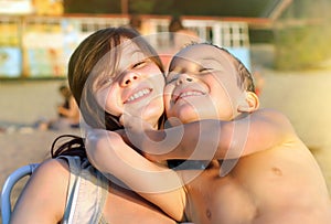 Brother and Sister at the Beach