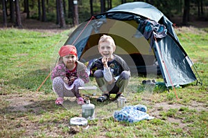 Brother and Sister camping