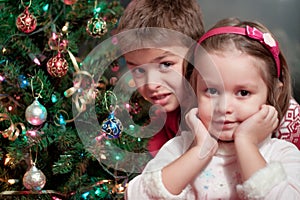 Brother and sister at Christmas