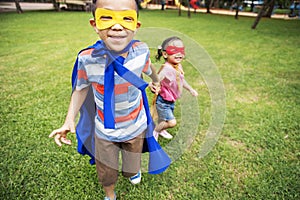 Brother Sister Elementary Childhood Kid Playful Concept